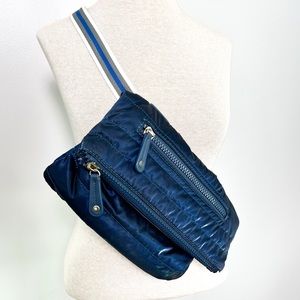 SONDRA ROBERTS SQUARED Blue Puffy Puffer Fold Over crossbody hip bag